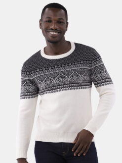 Men's & Big Men's Two Tone Chest Block Fair Isle Crewneck Sweater xtrendhaven